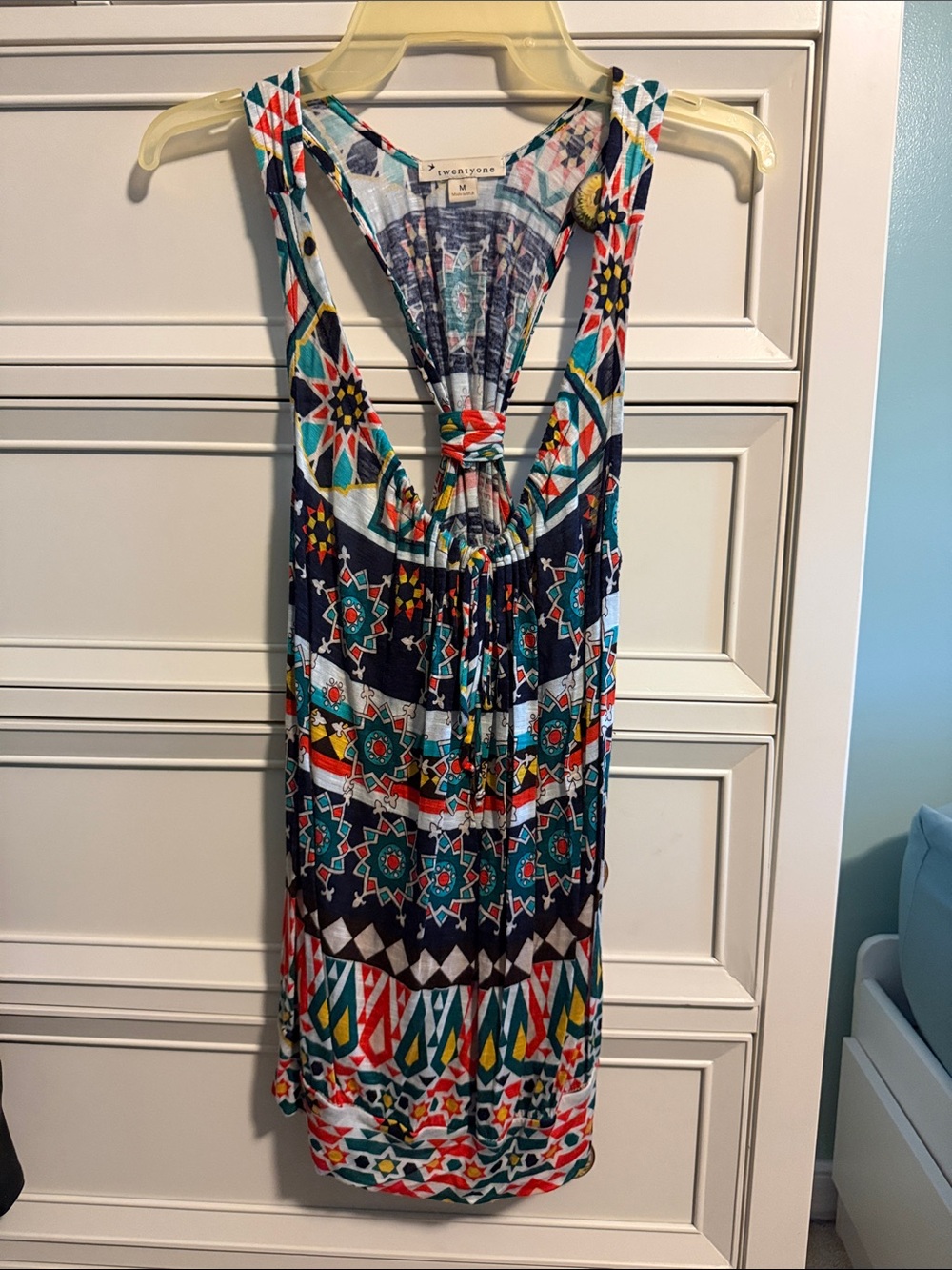 Vintage Y2K Forever 21 Printed Tanktop in Navy, Teal & Red